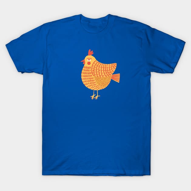 The easter yellow chicken with red decorations, version 1 T-Shirt by iulistration